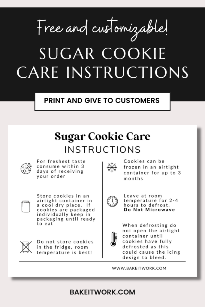 Free Customizable Sugar Cookie Care Instruction Canva Template