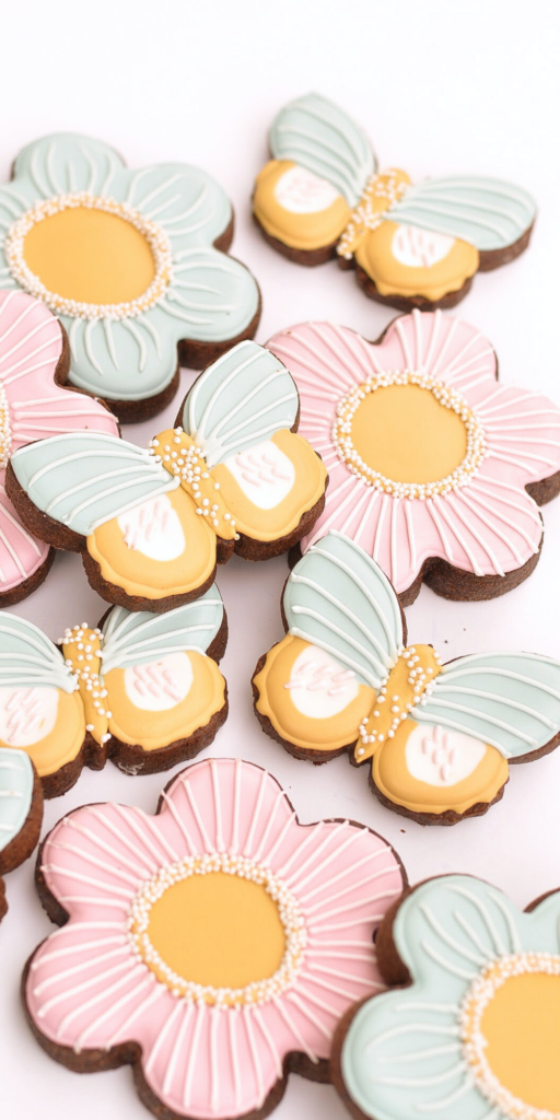 Butterfly and flower sugar cookies